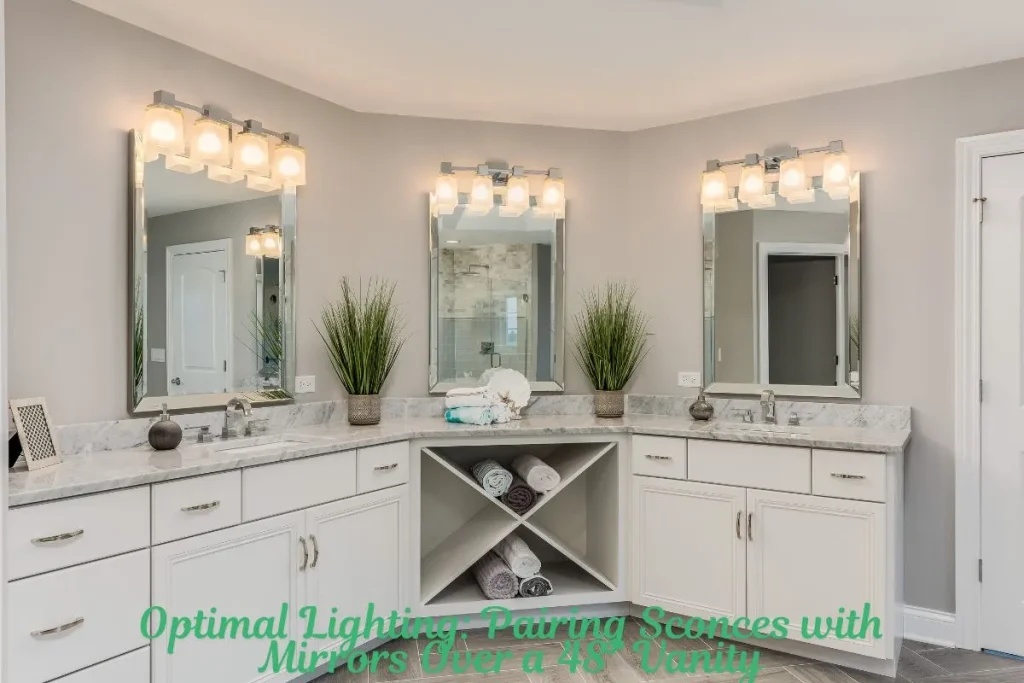 Optimal Lighting Pairing Sconces with Mirrors Over a 48” Vanity